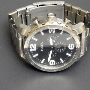 Fossil Men’s Nate JR1353 Stainless Steel Large Face Wristwatch!